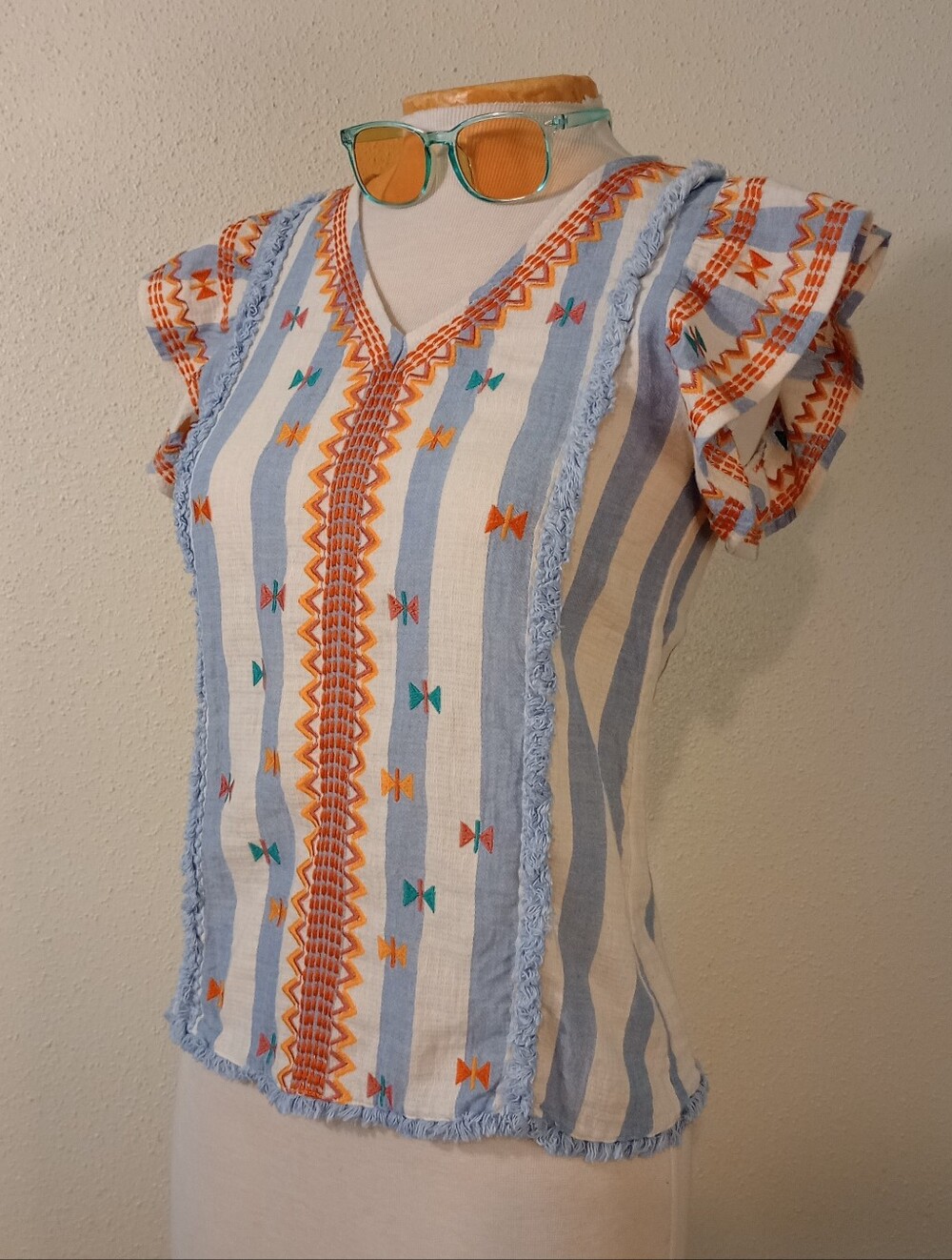 Summery Embroidered Ruffle Sleeve Top from THML
